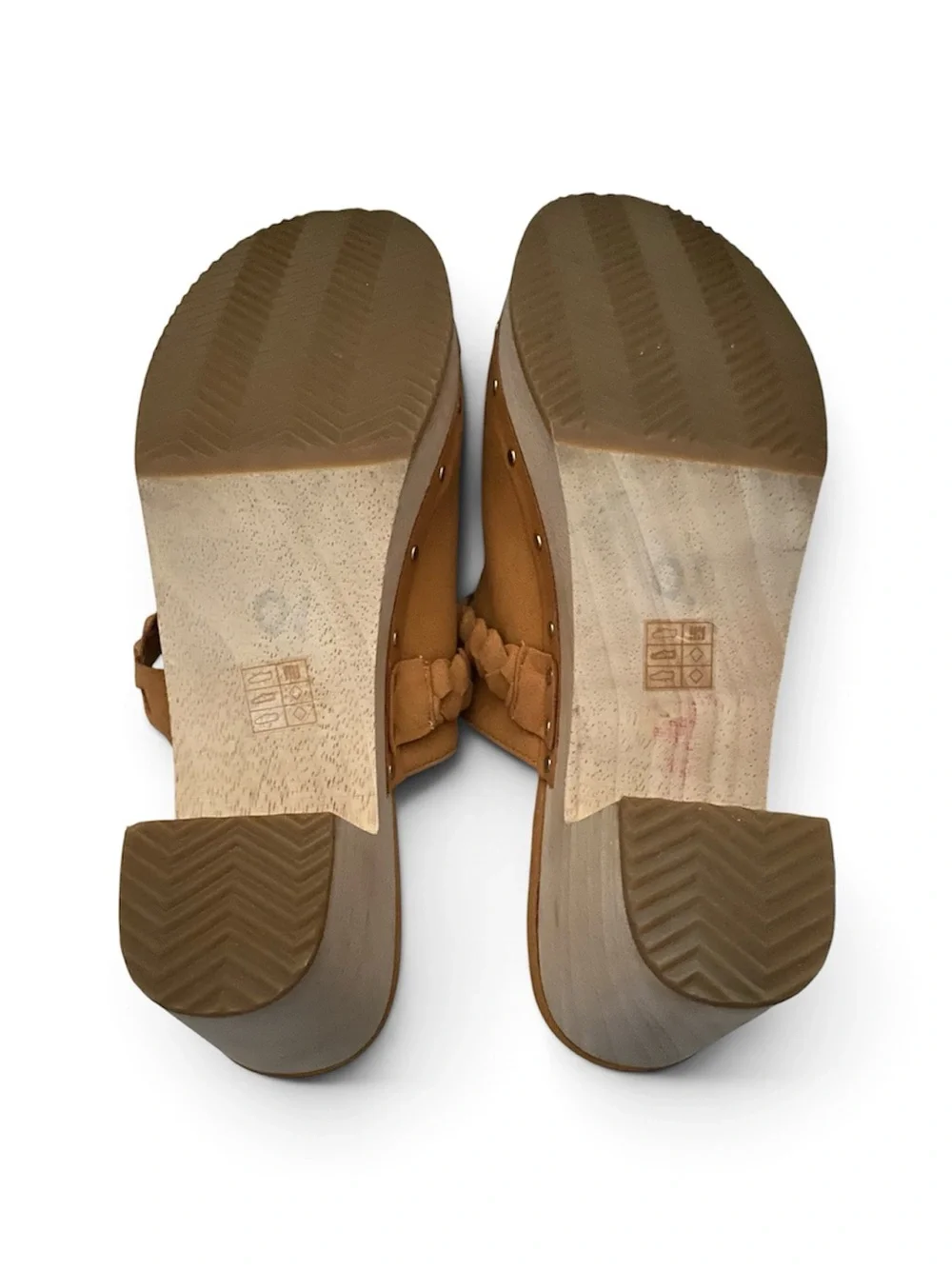 J. Crew Faux‎ Suede Wooden Platform Clogs With Braided Trim - Size 9.5
